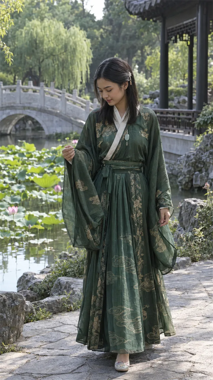 Southeast Asian woman wearing a Hanfu-inspired portrait look