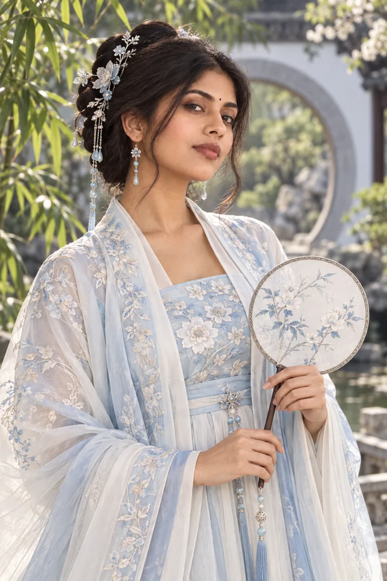 Hanfu portrait generated from the source selfie
